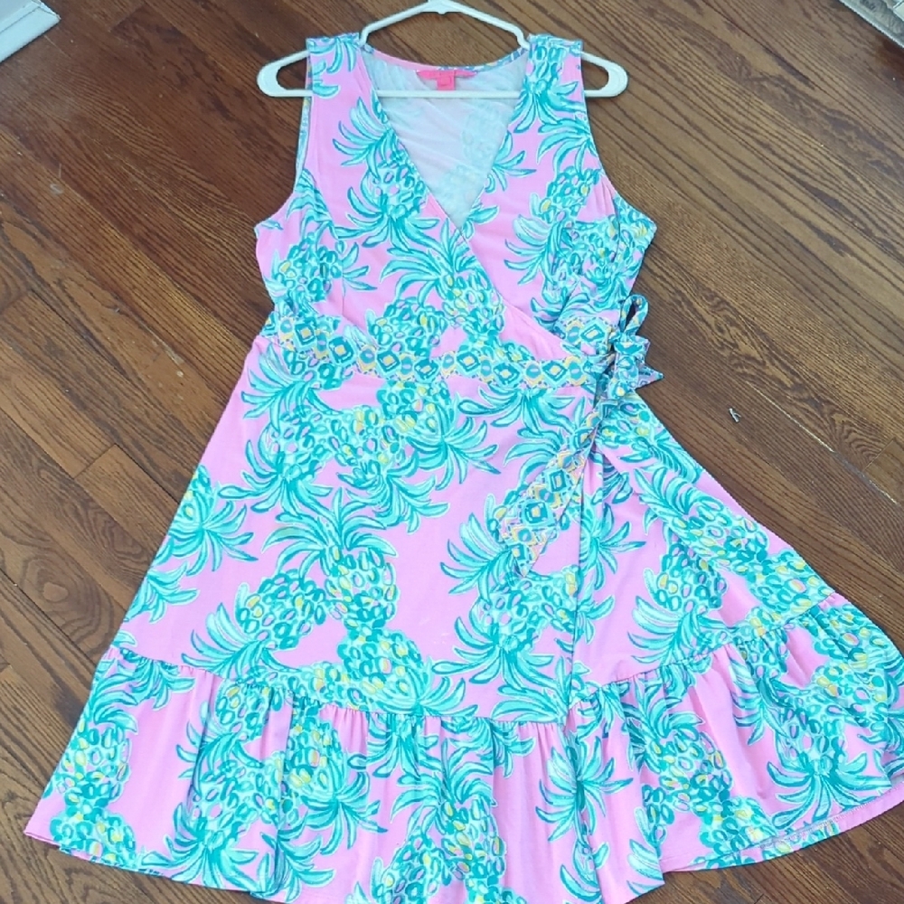 Lilly Pulitzer Ruffled Pink and Green  Sundress